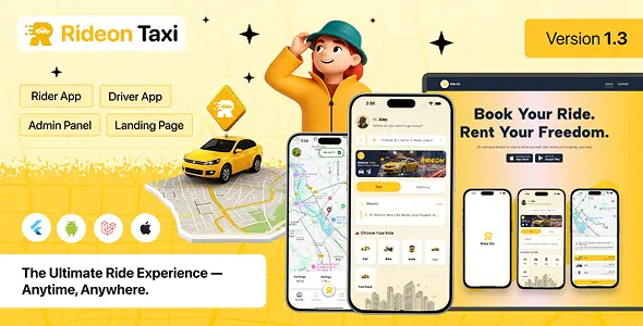 RideOn Taxi v1.3 - Complete Taxi Booking & Parcel Delivery Solution