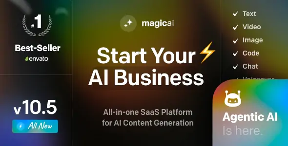 MagicAI v10.6 - OpenAI Content, Text, Image, Video, Chat, Voice, and Code Generator as SaaS