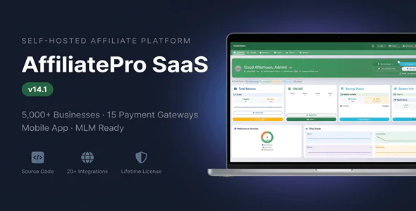 AffiliatePro SaaS v15.3 - Affiliate & Vendor System + Mobile App, AI, Telegram