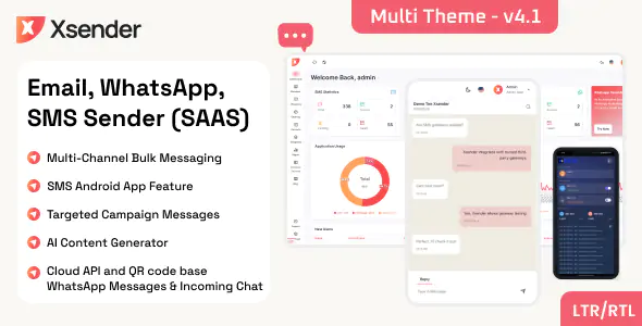 XSender v4.1 Bulk Email, SMS and WhatsApp Messaging Application [SAAS]