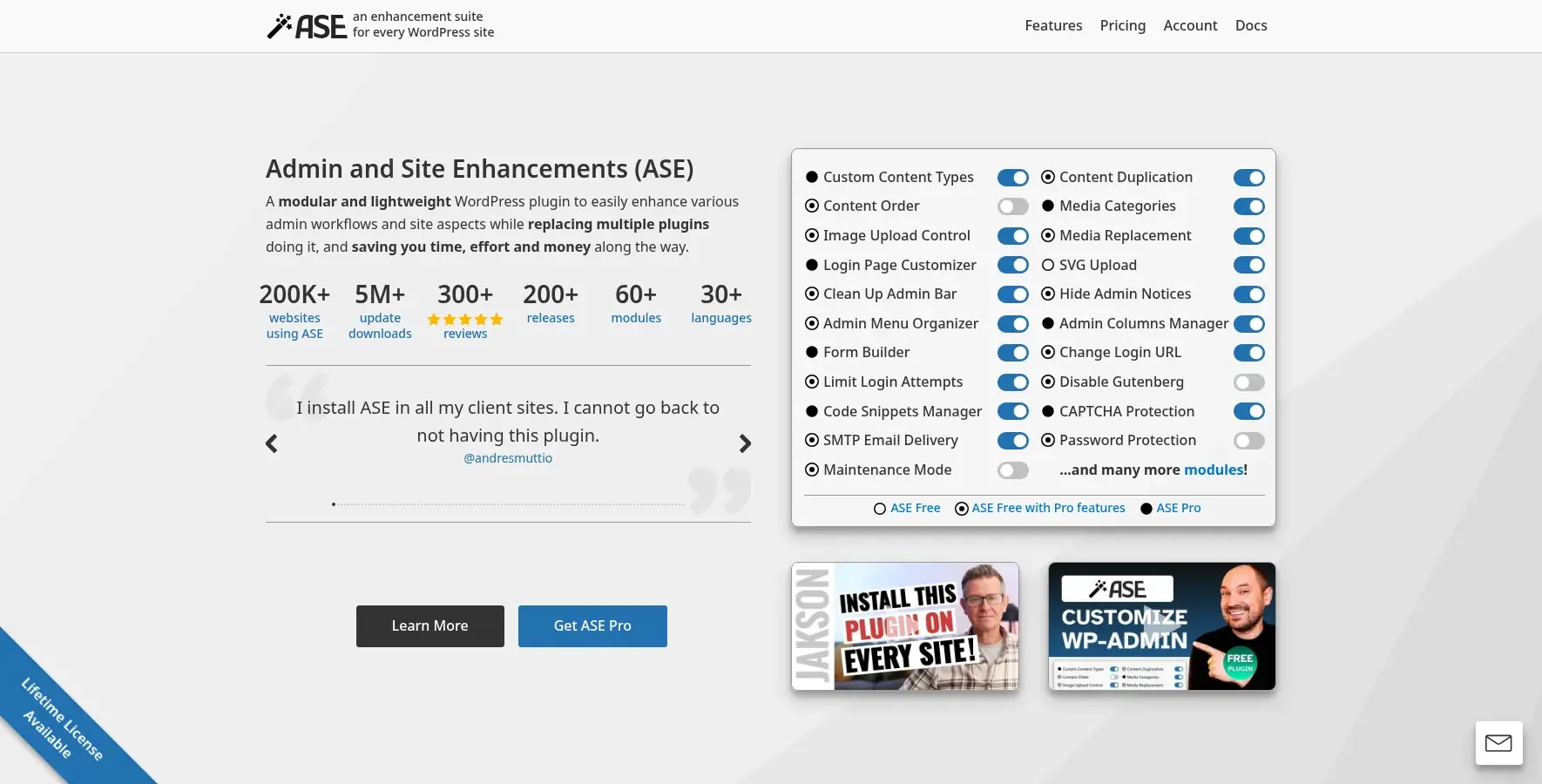 Admin and Site Enhancements (ASE) Pro v7.9.8