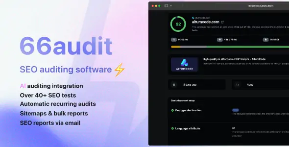 66audit v18.0.0 - AI SEO auditing tool (SAAS)