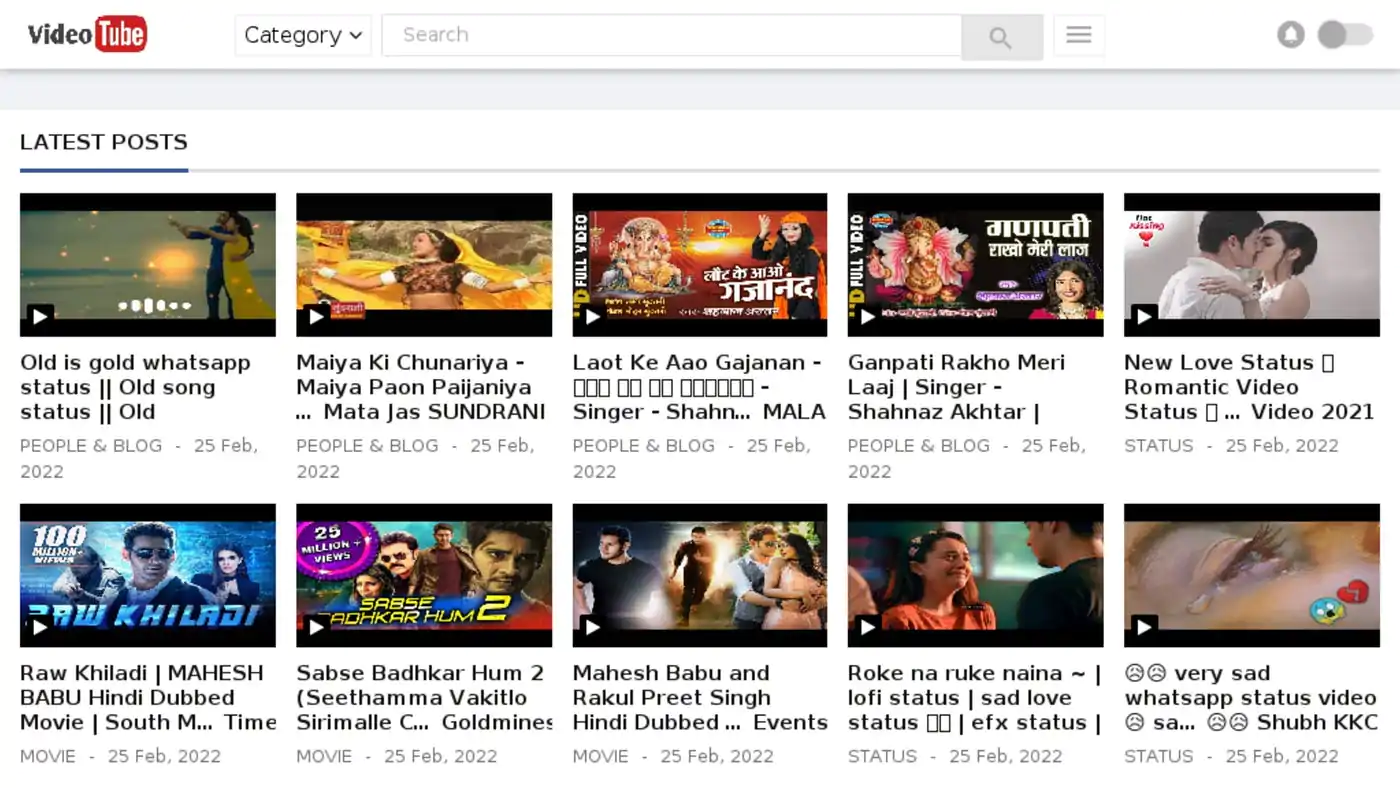 VideoTube - YouTube Clone Blogger Template